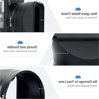 Metaal Lens Hood met Beschermhoes voor Ricoh GR III - Essentiële Accessoires voor Digitale Camera's, Verbeterde Beeldkwaliteit en Bescherming tegen Reflecties