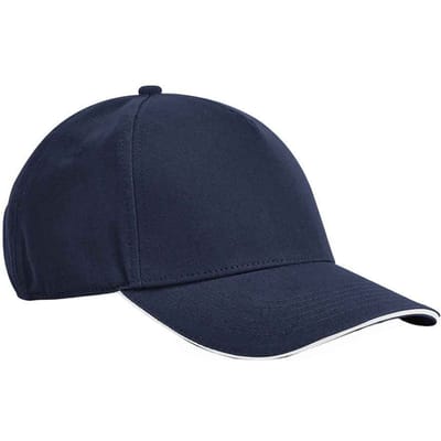 Beechfield EarthAware Klassieke Organic Cotton 5 Panel Baseball Cap (Franse marine / Wit)