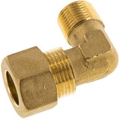 R 3/8'' Buitendraad x 14mm Messing L-Knelfitting 90 graden 89 Bar DIN EN 1254-2