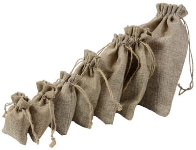 Jute zakjes met trekkoord, 10 stuks, 25 x 35 cm, grote jute zak, geschenkzakjes voor adventskalender, sieraden, gastgeschenken, bruiloft en doe-het-zelf handwerk, 25 x 35 cm