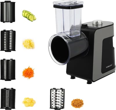 Elektrische Groentesnijder 1000 W – Keukenmachine met 10 Roestvrijstalen Messen – Spiraalsnijder voor Groenten en Fruit