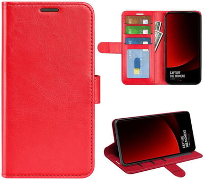 MobyDefend Hoesje - Geschikt voor Xiaomi 13 Ultra - Wallet Book Case (Sluiting Achterkant) - Rood