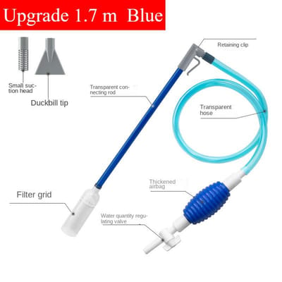 Groot Aquarium Sifon Stofzuiger Grind/Zand Wassen en Water Verversen Reinigingsgereedschap Set met Verlengbuis aquarium blue