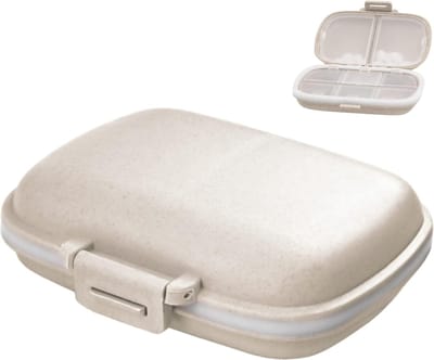 Medicijnendoosje - Pillendoos Compartimenten - Plastic Pillendoos - Pillen Planner - Pillendoosje - Medicijnen doosje - Pillendoos - opbergdoos voor onderweg - Medicatie opbergdoos - Pillen Organizer - Beige