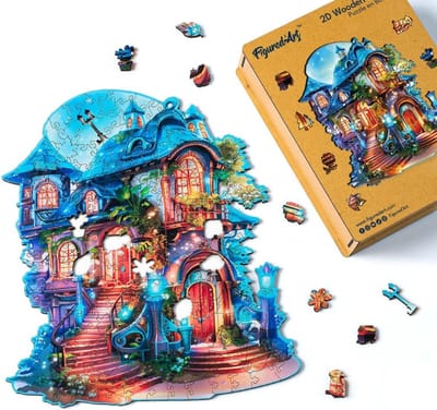 Houten Puzzel - Legpuzzel Volwassenen - Ontspanning Thuis - Unieke Vormstukken - 200 Stukjes - Betoverd Cottage
