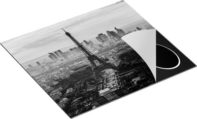 Chefcare Inductie Beschermer Skyline van Parijs met de Eiffeltoren - Zwart Wit - 60x50 cm - Afdekplaat Inductie - Kookplaat Beschermer - Inductie Mat
