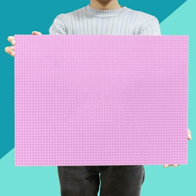 48*64 Stippen Bouwstenen Basisplaat ZELF MAKEN Gemonteerde Basisplaat Muur Compatibel ideaal voor Kinderen met Cadeau Speelgoed roze
