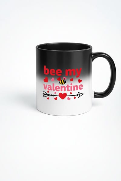 Magische Warmtemok 'Bee My Valentine' met Lieve Bij en Harten - Perfect Valentijnscadeau