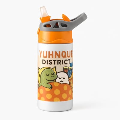 Kleurrijke Popart Drinkfles – Hippe Fruit Drinkfles voor Creatieve Liefhebbers - Waterfles voor kinderen (wit/oranje)