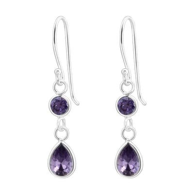 Aramat Jewels | Oorhangers | Zilveren Paarse Zirkonia Oorbellen | | | |8mm | Zilver | Kinderen | Verkleurd niet