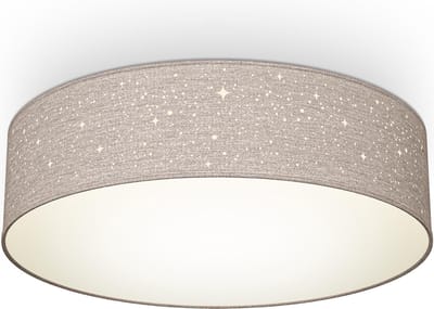 B.K.LICHT - Decoratieve Plafondlamp - met sterrenhemel effect - kinderkamer lamp - taupe - rond - 2x E27 fitting - Ø38cm