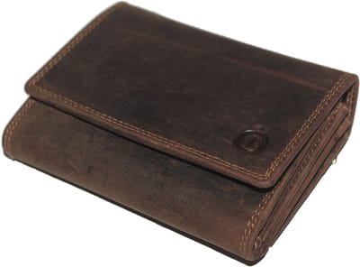 Oi Hunter bruine leren dames portemonnee / compacte overslag beurs met ruimte voor foto's / overslagportemonnee met veel mogelijkheden en extra vakjes / RFID SAFE / bruin leer / 470H