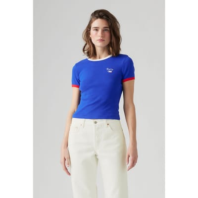 Levi's Graphic Ringer Rickie Surf Blue Maat: XS | Tops Outlet | Dames | Blauw