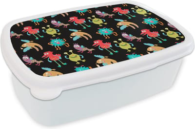 Broodtrommel Wit - Lunchbox - Brooddoos - Design - Monster - Kinderen - Kleur - 18x12x6 cm - Volwassenen