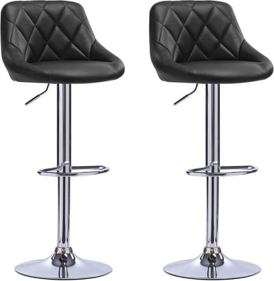 Barkruk - Rugleuning - Ergonomisch - Verstelbaar - Zithoogte 60-82cm - Zwart