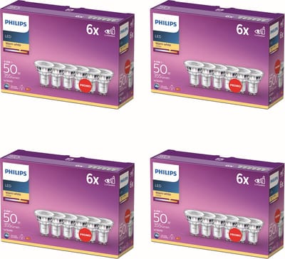 Philips Voordeelverpakking - GU10 - LED Spotlamp - 50W - Niet Dimbaar - Warmwit Licht - Set van 24 Stuks
