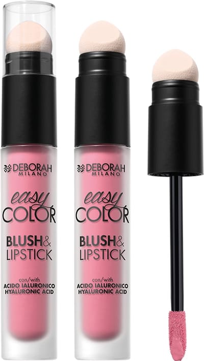 Deborah Milano Easy Color Blush & Lipstick – Kleur 02 Cold Rose - 2-in-1 Lippenstift & Blush – Crème, Hydraterende Textuur – Natuurlijke, Frisse Glow – Blendbaar & Opbouwbare Kleur – Voor Lippen en Wangen – Makkelijk in Gebruik voor On-the-Go Make-up