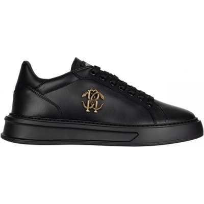 Roberto Cavalli luxe herensneakers zwart / goud logo Italië - Maat: 42 black
