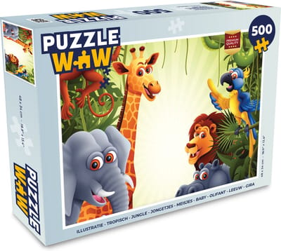 Puzzel Jungle - Jongens - Meiden - Baby - Olifant - Leeuw - Giraf - Legpuzzel - Puzzel 500 stukjes