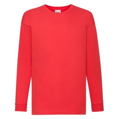 Fruit of the Loom Effen T-shirt met lange mouwen voor kinderen/kids (Rood)