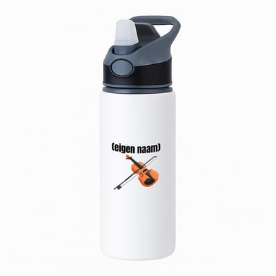 Hacebo® - viool met eigen naam waterfles met rietje zwart - Viool - muziek liefhebbers - iemand die houdt van violen - verjaardag - cadeau - kado - geschenk - water fles - 650ML