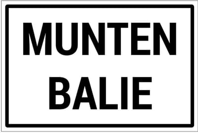 Muntenbalie bord | gecoat dibond materiaal | 30 x 20 cm