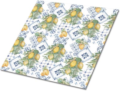 Tulup PVC Tegels - Citroenen Vinyl Tegels - 30 cm x 30 cm - Geel Vinyl Wandtegels - Verpakking van 9 stuks - Zelfklevende Vinyltegels - Mozaïek Plaktegels - Vinyl Tegels Zelfklevend - Plaktegels keuken en Badkamer