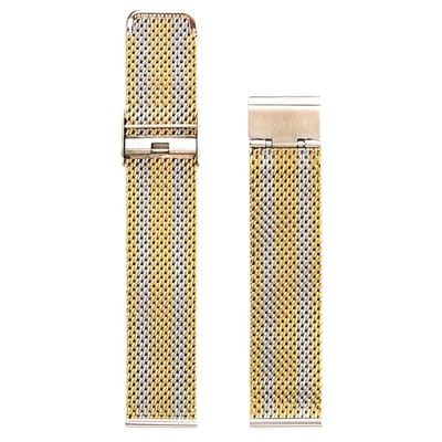 Tweekleurig Milanese Mesh Horlogebandje Geweven Roestvrij Staal + opening tool - Goud / Staal 16mm