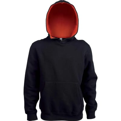 Kariban Kinder hooded sweater met gecontrasteerde capuchon K453 - BLACK / RED - 6/8 Y (6/8 ans)
