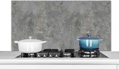 Spatscherm keuken 120x60 cm - Kookplaat achterwand Stenen - Beton print - Patronen - Muurbeschermer - Spatwand fornuis - Hoogwaardig aluminium