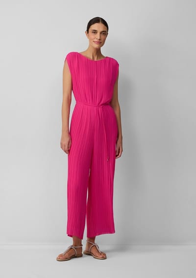 Regular fit jumpsuit met ronde plissé