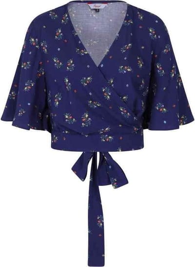 Dancing Days - SPRING SPRIG WRAP BLOUSE Blouse - XL - Blauw