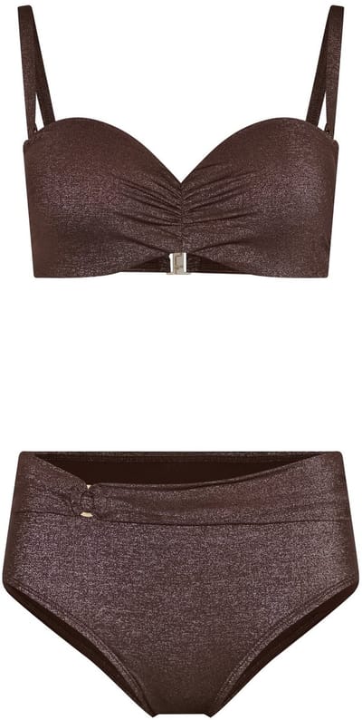 Pastunette - Bandeau Bikini - Glam - Bruin - Shimmer - Strapless - Maat 42
