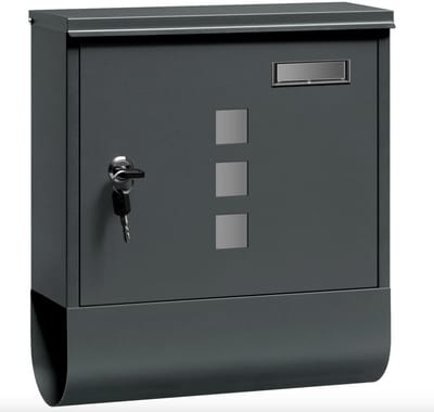 Varnox Brievenbus - Brievenbus met slot - Wand brievenbus - Wand gemonteerd - Naamplaatje - Krantenvak - Kijkgaatjes - Antraciet - 30.5x33.5x10cm