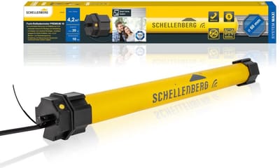 Schellenberg 21240 rolluikmotor met radiografische besturing, nieuwe generatie, 40 Nm, voor oppervlakken tot 15 m², radiografische eindschakelaars, voor 60 mm as, 868,4 MHz radiofrequentie, slim bestuurbaar