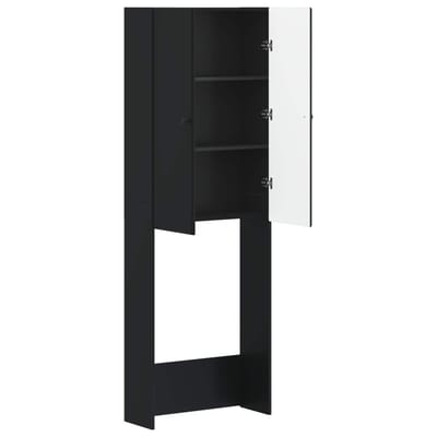 vidaXL - Toiletkast - BREDA - Zwart - 66 - x - 25,5 - x - 190 - cm - Bewerkt - hout