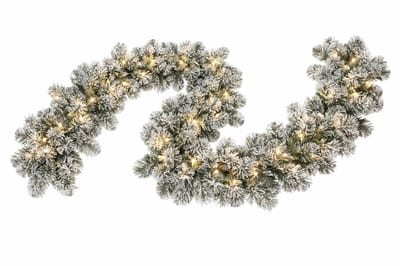 Everlands Imperial Dennenslinger - sneeuw - met verlichting - 270 x 12 cm - kunststof - kerstslinger