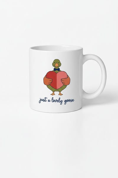 Mok 'Just a Lovely Goose' met Schattige Gans en Hart - Origineel Cadeau voor Liefhebbers