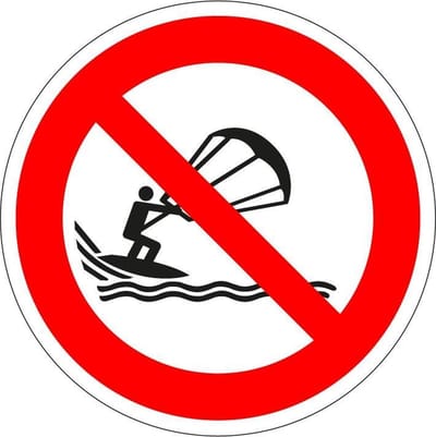 Verboden te kitesurfen bord - kunststof - P065 150 mm