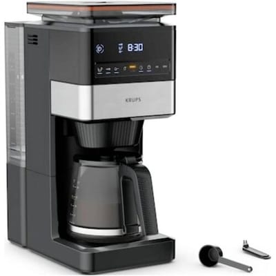 KRUPS - KM 8428 Grind Aroma XL - Kaffee-Vollautomat Koffiezetapparaat Zwart, Zilver Capaciteit koppen: 18 Met koffiemolen, Display
