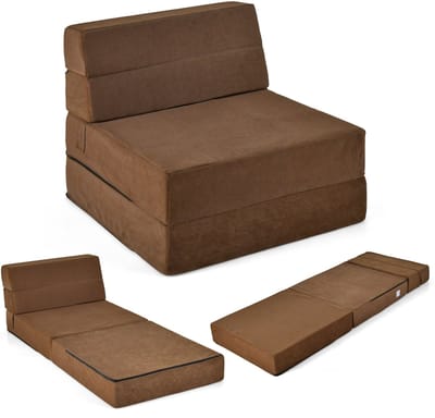 COSTWAY 3-in-1 opvouwbare slaapbank, vouwmatras, schuim, extra dik (15 cm), slaapbed, vloermat, vouwmatras, gastenmatras met afneembare en wasbare overtrek, 190 x 71 x 15 cm