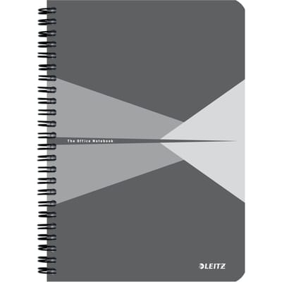 Leitz Office Notitieboek A5 Gelijnd - met PP Omslag - 80 Grams Papier - Grijs