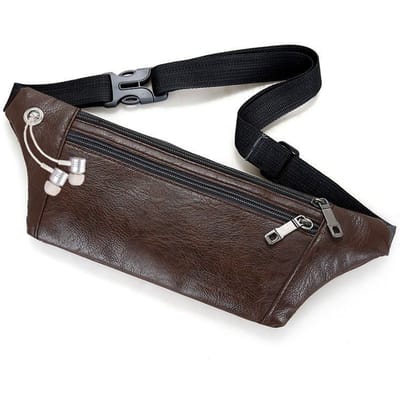Harajuku Heren Borsttas Casual Crossbody Zacht Leer Heren Heuptas Zomer Retro Rugzak donkerbruine kleur