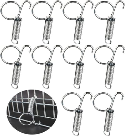 Dailygoods- Hondenkooi - 10 Stuks Veerhaken - Bevestiging voor Huisdieren - Duurzaam Metaal - Deur voor Knaagdieren - Geschikt voor Konijnen - Huisdierkooi