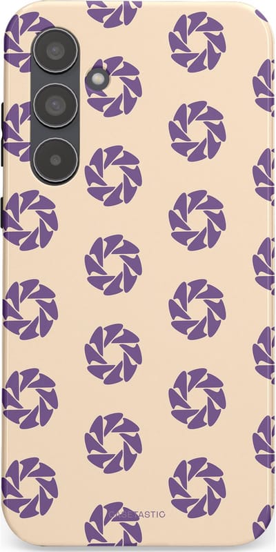 Casetastic hoesje geschikt voor Samsung Galaxy A55 - Dubbellaagse bescherming - Paarse Cirkels op het Zand - Fashion Case - Crème Lavendel Zilver