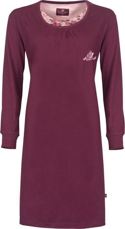 Tenderness Dames Nachthemd - Katoen - Bordeaux Rood - Maat S