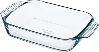 Pyrex Rechthoekige glazen ovenschaal - 2x - 1,4 liter - 26 x 17 x 5,5 cm - Ovenschotel schalen - transparant