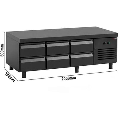 GGM Gastro Kühlunterbau - 2000mm - 288 Liter - 6x GN 1/1 Schubladen - Mattschwarz