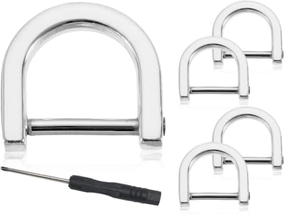 D Ringen Set van 4 Stuks, U Vormige Beugels van Zinklegering voor DIY Luggage, Rugzak en Sleutelhanger Accessoires (Zilver Wit, 15mm)