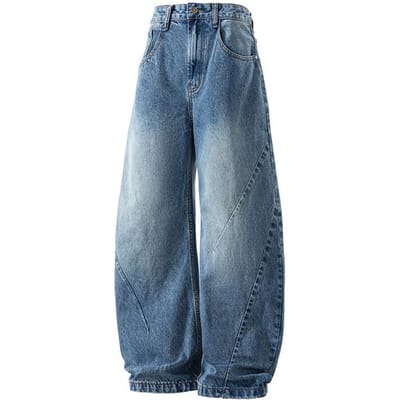 Herfst en Winter Nieuwe Deconstructie Scimitar Jeans Heren Gewassen Wit Wijde Pijpen Broek 3XL